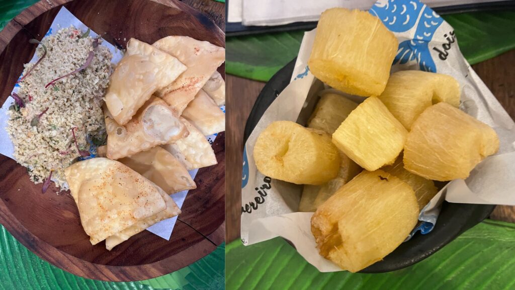 Tártara de sardina y camote frito con mantequilla.